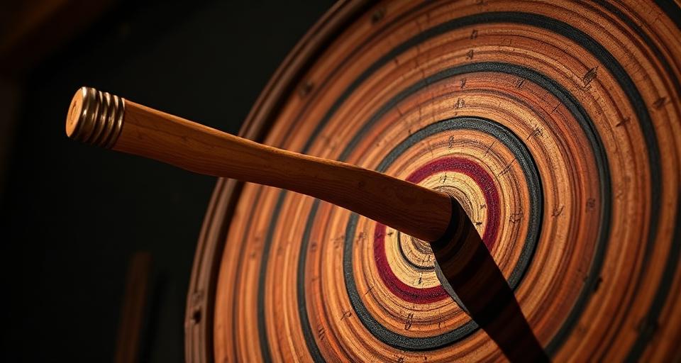 Axe embedded in wooden target